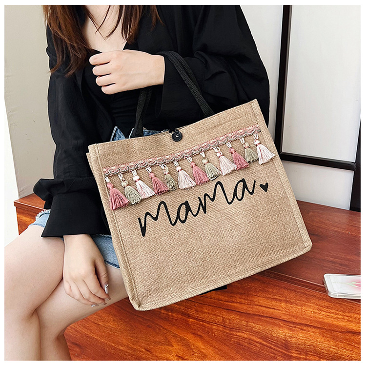 Women's Medium All Seasons Cotton And Linen Ethnic Style Shoulder Bag Handbag Square Bag display picture 2