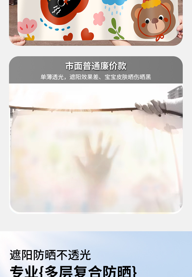 New Energy Vehicle Sunshade Curtain, Magnetic Car Curtain, Track-Style Cartoon Curtain, Baby Sun Protection, Infant Blackout Curtain