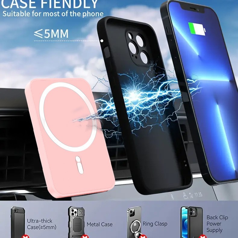 コンパクトでポータブルな 22.5W 超高速充電モバイル電源、薄型磁気電源ディスプレイパワーバンク、15W ワイヤレス充電|undefined
