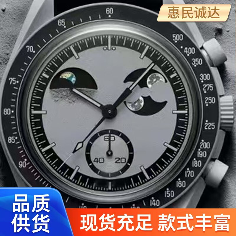 Space Moon Landing Mission Six-Pin Chronograph Quartz Watch Puppy Moon Snoopy Series Black and White Luminous Waterproof Watch Space Moon Landing Mission Six-Pin Chronograph Quartz Watch Puppy Moon Snoopy Series Black and White Luminous Waterproof Watch