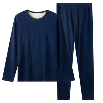 蚕丝羊毛保暖内衣男秋冬款加绒加厚男秋衣秋裤保暖套装发热保暖衣