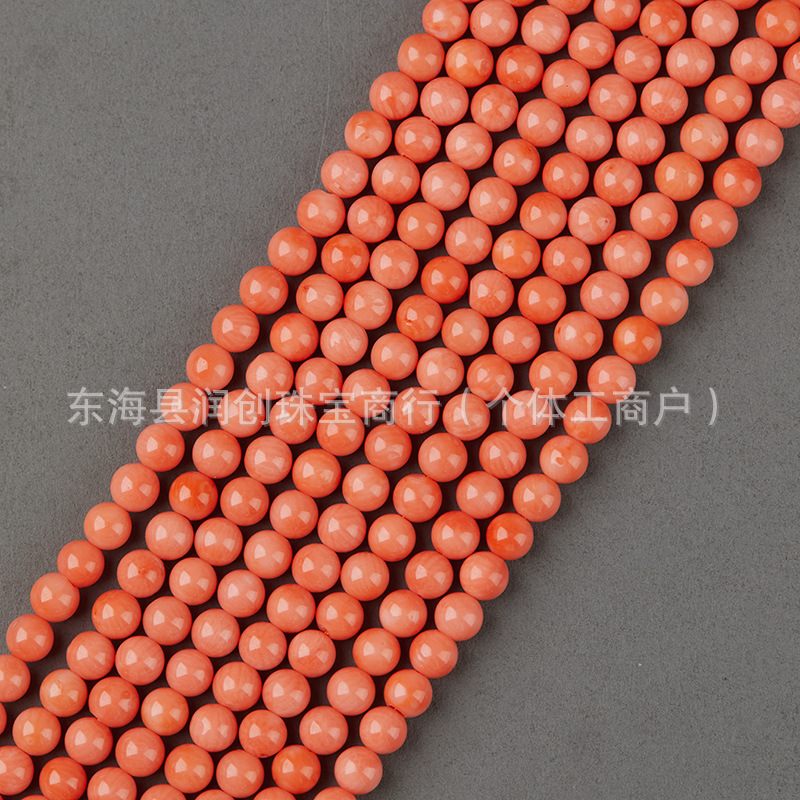 Xizang Sea Bamboo Imitation Coral Red Round Beads Beads DIY Bracelet Buddha Beads Long Chain Beads Accessories