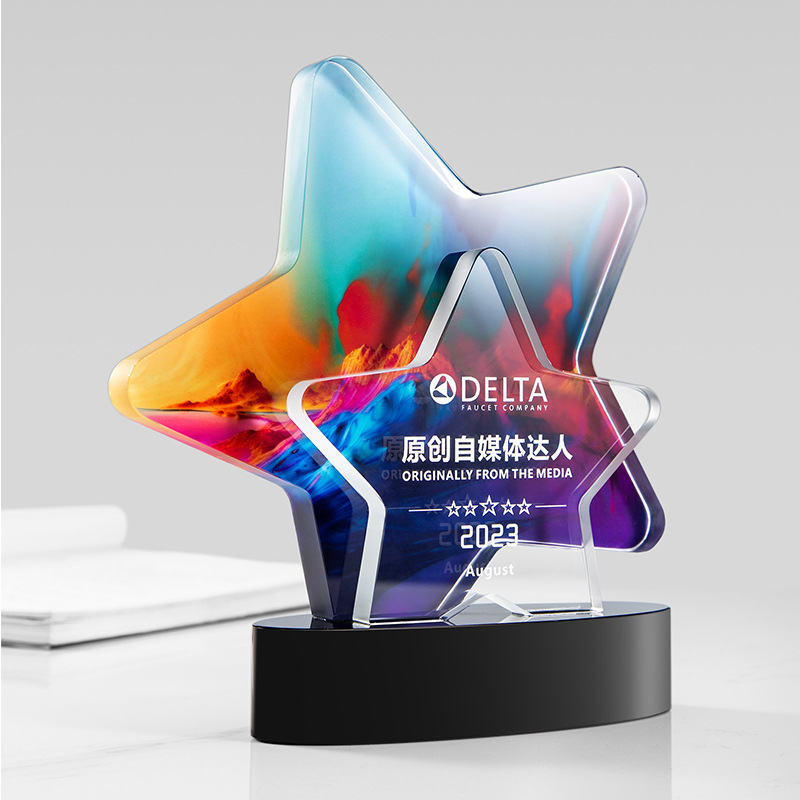 Trofeo de cristal de alta gama personalizado creativo nuevo premio anual excelente equipo de empleados proveedor medalla souvenirs