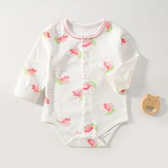 Pure Cotton Baby Bodysuit for Newborns, 0-12 Months, Skeleton-Free, Pajama Top, Climbing Suit, Four-Season Triangle Bodysuit