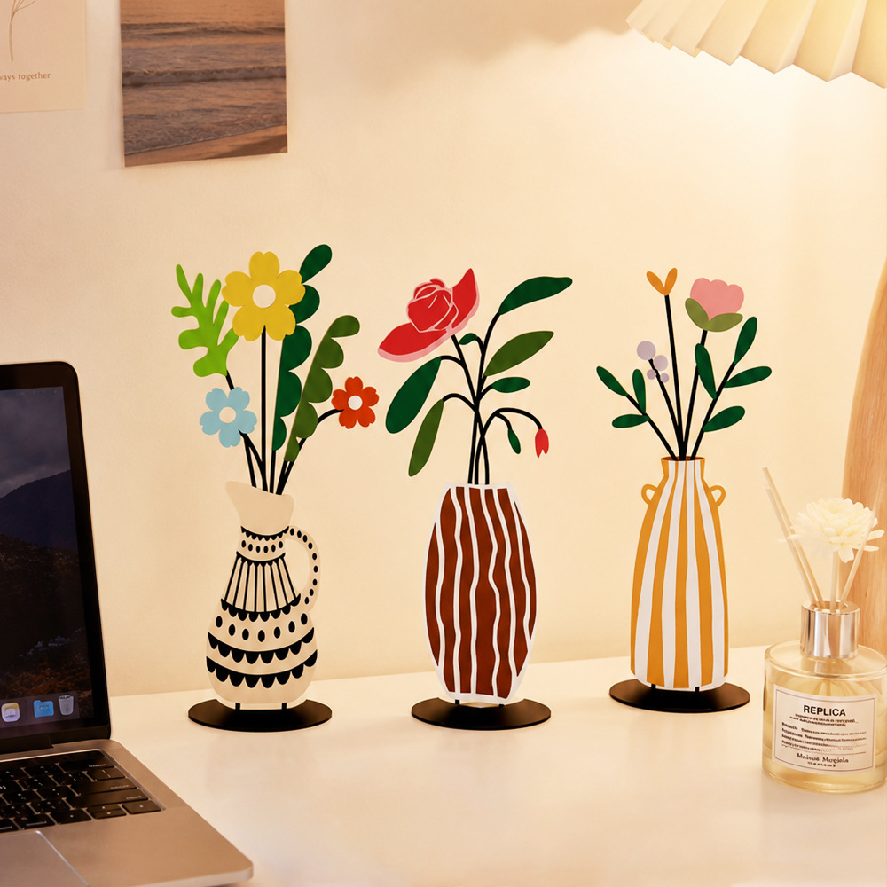 Planta de hierro forjado, decoración del gabinete de comedor, nicho de alta calidad, decoración de escritorio de la sala de estar, regalo personal image 3
