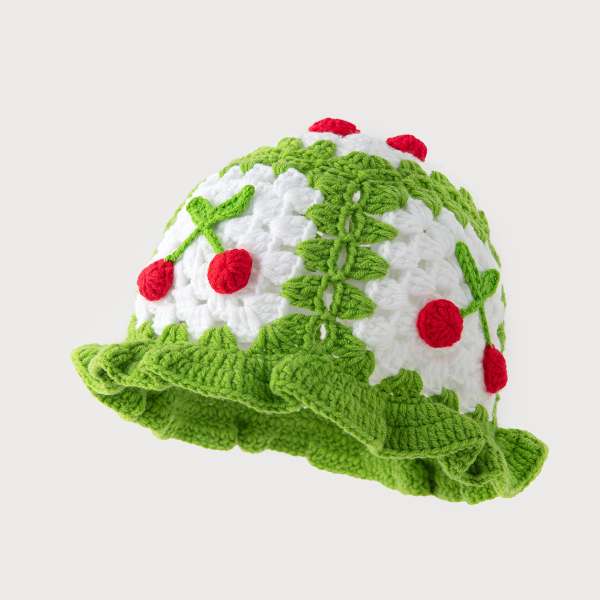 Winter, Spring, Autumn Season Women's Cartoon Style Simple Style Cherry Crimping Wool Cap