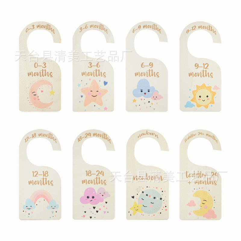 Tablero de partición de madera para bebés Ropa para bebés Impresión de madera a doble cara Ropa para recién nacidos Clasificación mensual