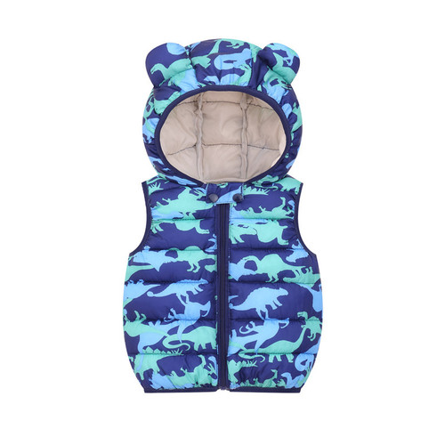 Children's clothing  new animal cartoon style down cotton hooded printed vest candy color light jacket for small and medium-sized children