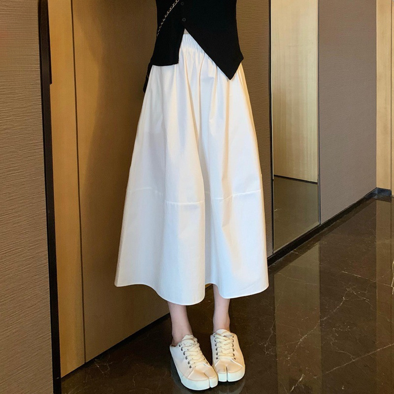 White Umbrella Skirt Women's Summer Skirt 2025 Spring New Arrival White Skirt Pear Shape A- Line Skirt
