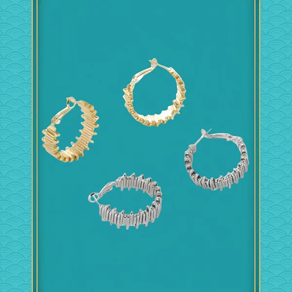 2025 New Fashion Personality Elastic Buckle Irregular Line Earrings Cross-Border European and American Personality Copper Earrings Cross-Border