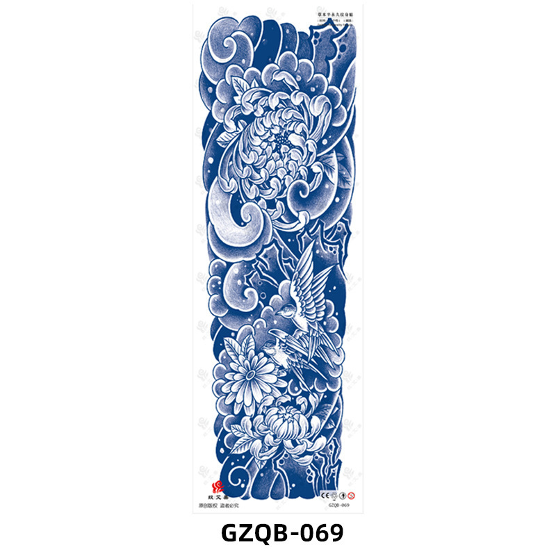 2024 new arrival herbal semi-permanent full arm tattoo stickers for men and women koi flower arm tattoo factory in stock wholesale