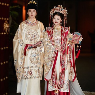 Ming-made Hanfu Wedding Dress 2025 New Arrival Bride's Golden Chinese-style Wedding Dress Couple's Heavy-duty Phoenix-crowned Sundress Kimono