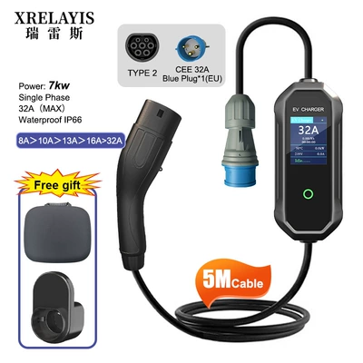 Type2 Charging Pile 7Kw European Standard Tesla Wenjie New Energy Vehicle Portable Charging Gun Charging Pile (Elektrikli avtomobil şarj stansiyaları) - 5m-flagship-version-type2-european-standard-single-phase-16a-368kw-5m-with-app