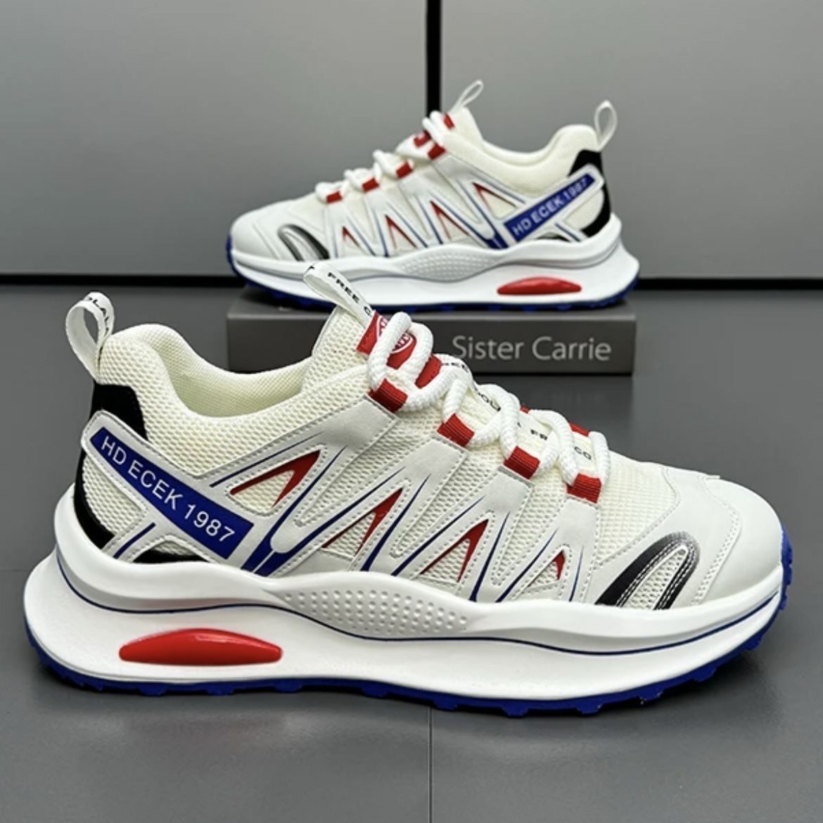 运动鞋男批发厚底增高男鞋舒适轻便休闲鞋男系带网面透气跨境男鞋