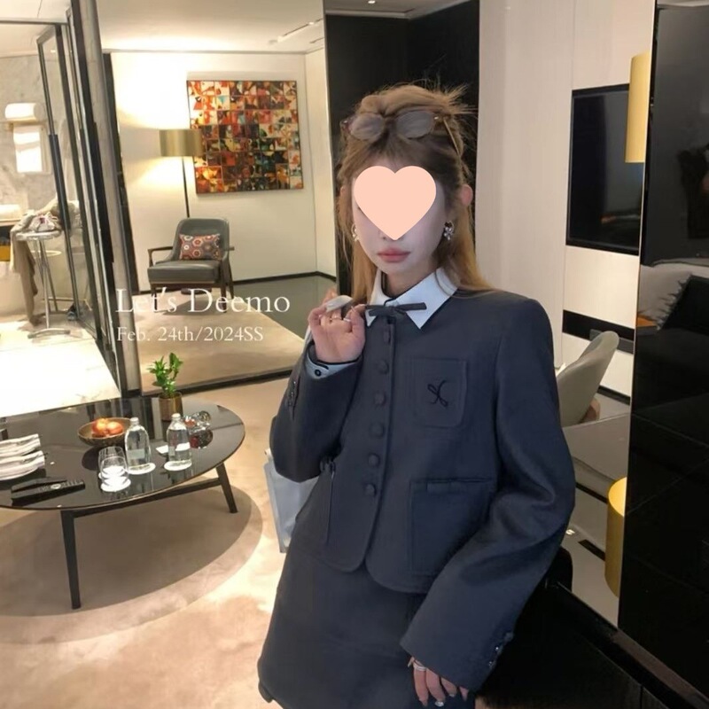 黑色休闲西装套装女2025新款春秋小个子显高时尚韩剧穿搭秋串珠|undefined