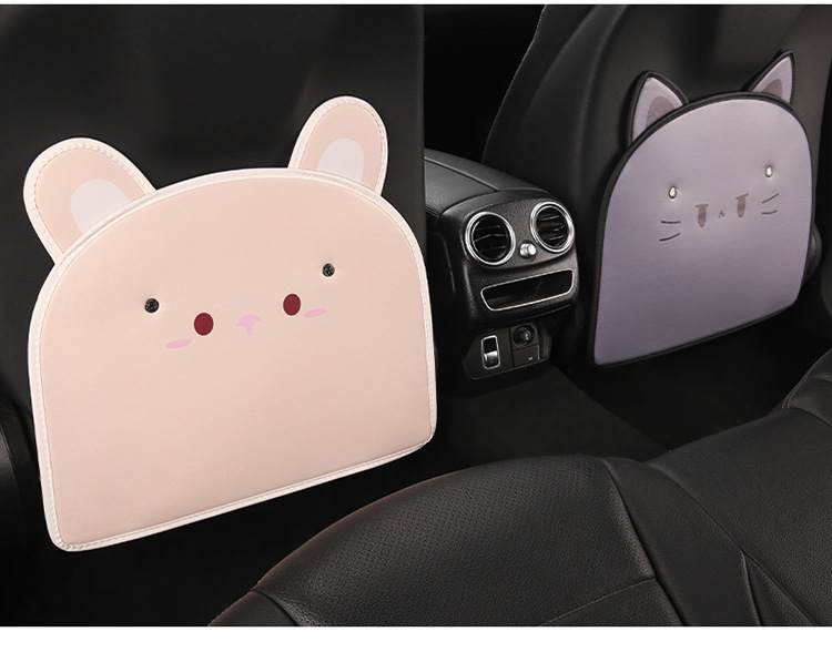 Car Anti-Kick Pad Cartoon Cute Stereo Ears Kidsren's Seat Back Anti-Scratch Pad Universal Decorative Rear Seat Back Anti-Kick