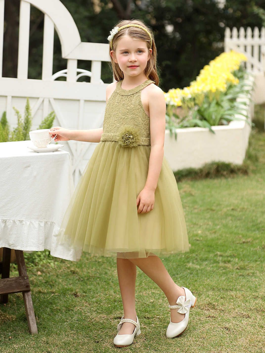 Falda de vestir para niñas verano nuevo estilo vestido sin mangas de malla vestido para niños vestido de princesa de un año falda para niños
