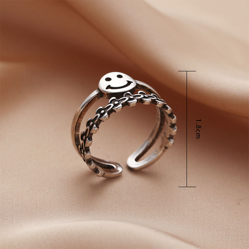 Korean version Dongdaemun Taeyin Castle ring, a retro, aged, individualistic, and cool style open ring accessory on Instagram pic 4