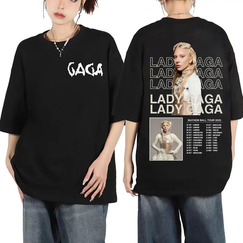 Singer Lady Gaga Graphic T-Shirt Men's and Women's Clothing Fashion Y2K Aesthetic T-Shirt Summer Casual Loose Short Sleeve t