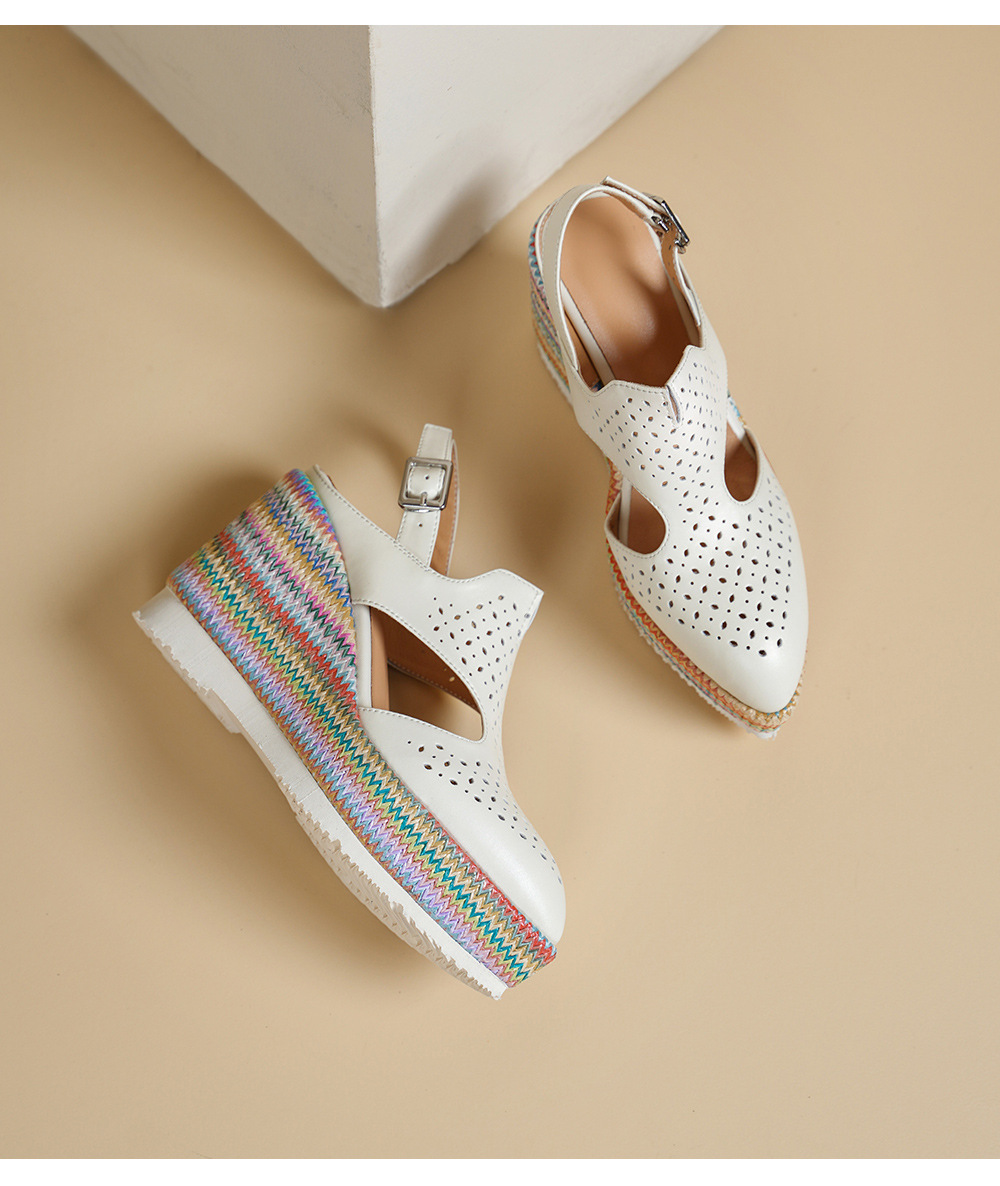 Sandal cao gót nữ mũi kín đế xuồng 10 cm phong cách La Mã — xanh lam, màu mơ chi tiết 15