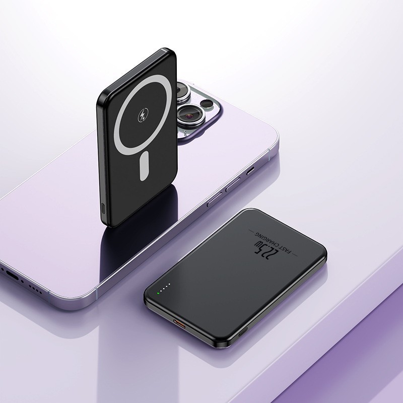 超薄型アルミ合金マグセーフ磁気吸引ワイヤレス充電宝ミニ10000ミリアンペア小型ギフトモバイル電源|undefined