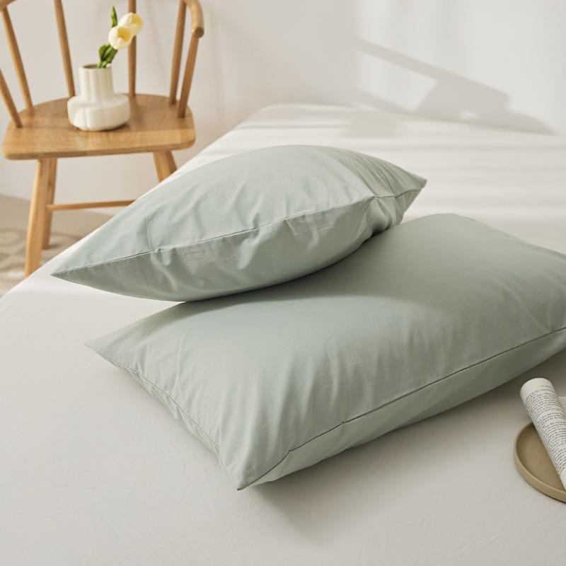 Algodón de alta calidad 60s una sola funda de almohada de algodón lavado con agua funda de almohada de algodón de color sólido funda de almohada de piel un par de 100 funda de almohada de algodón