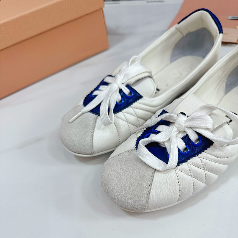 Baskets de ballet douces françaises pour femmes, semelle plate, nouvel article printemps/été 2024, chaussures blanches, One Foot pour femmes_voghion.com