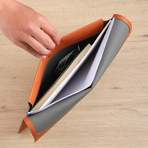 Wholesale A4 Leather Business File Bag Large Capacity File Storage Bag Contract Documents Button PU Archive Bag