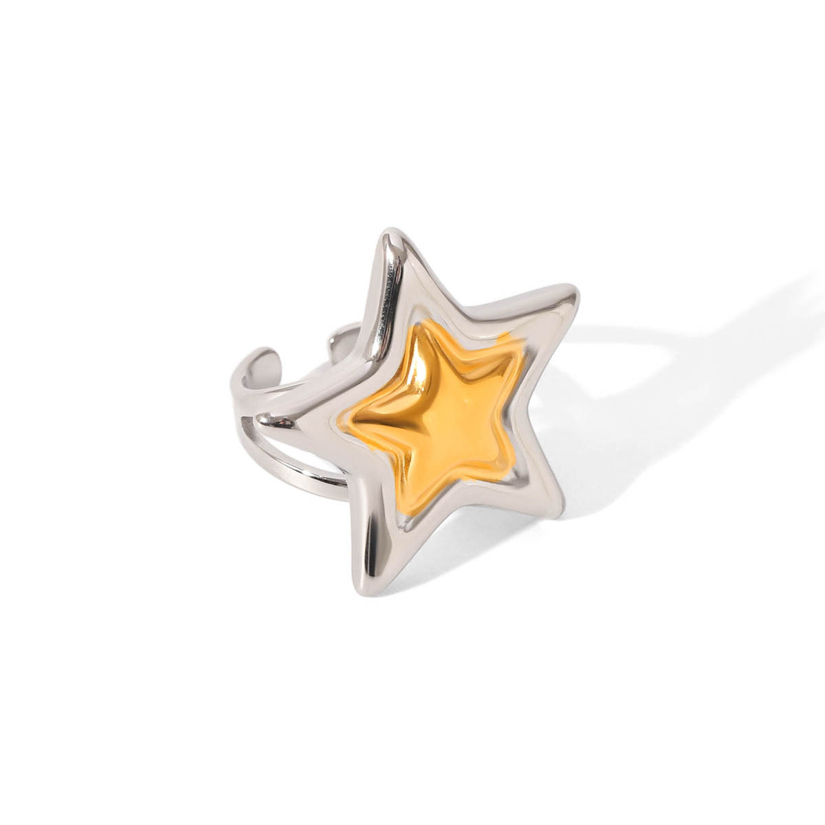 Anillo de acero inoxidable de cinco puntas de color en forma de estrella no se desvanece, anillo de acero de titanio de alta calidad, joyas de mano