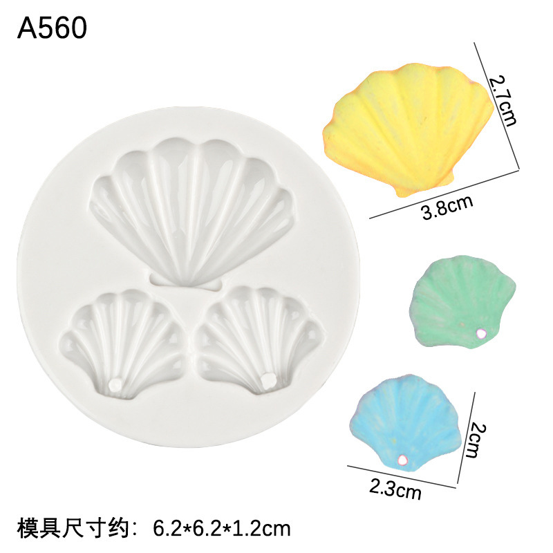 Tema marino serie molde de silicona concha de arcilla epoxi molde de yeso hornear decoración de la torta
