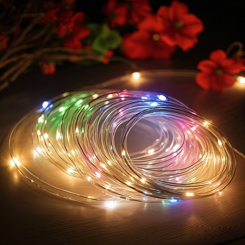 中庭 LED ストリングライト屋外ホリデー装飾雰囲気ソーラーストリングライト低電圧防水発光チューブライト|undefined
