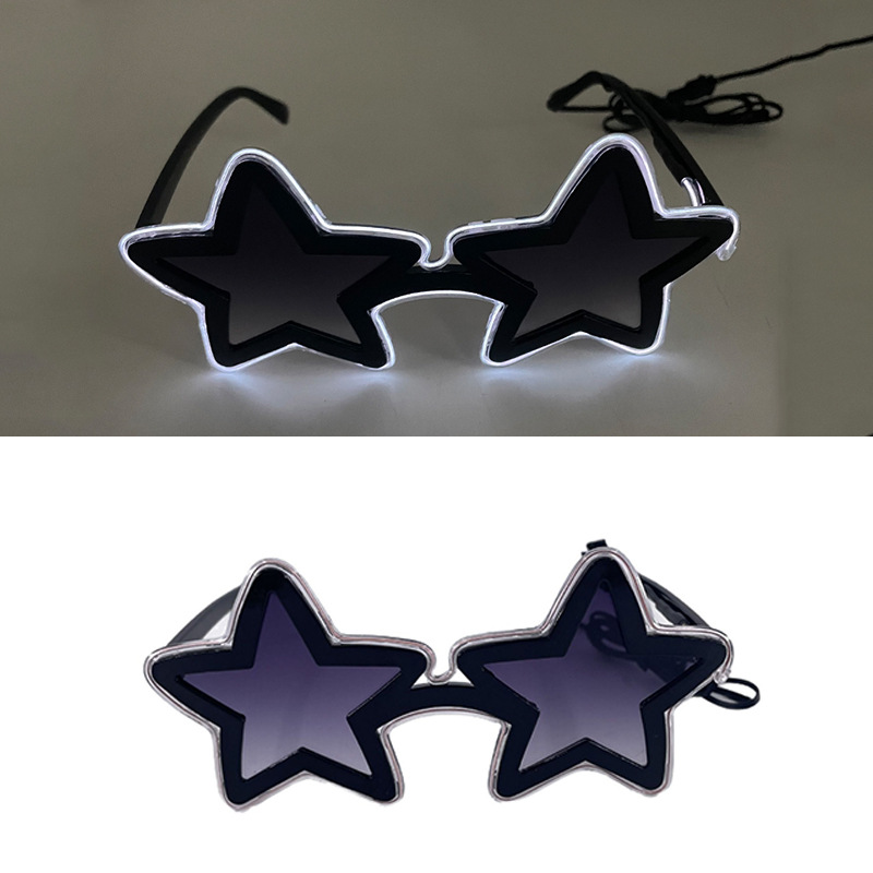 Nuevas gafas luminosas LED, barra de fiesta, festival de música de Bengdi, gafas luminosas de estrella de cinco puntas, accesorios brillantes
