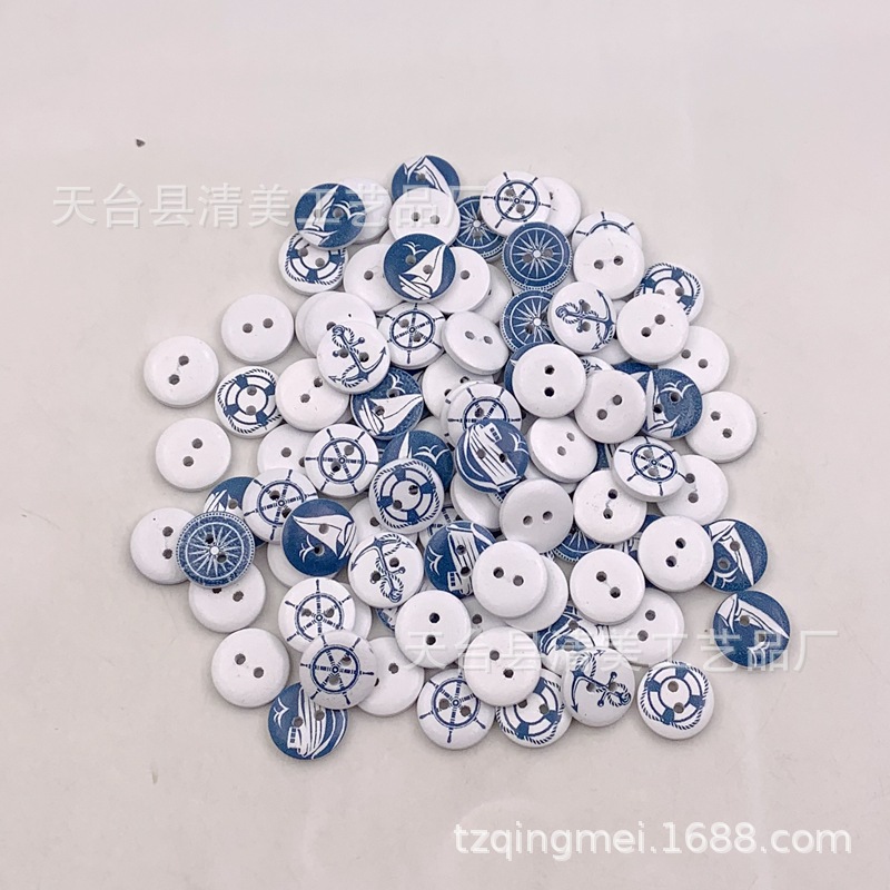 15mm tema náutico botones de madera materiales hechos a mano sobre fondo blanco botones navales proceso al por mayor 100 piezas por paquete