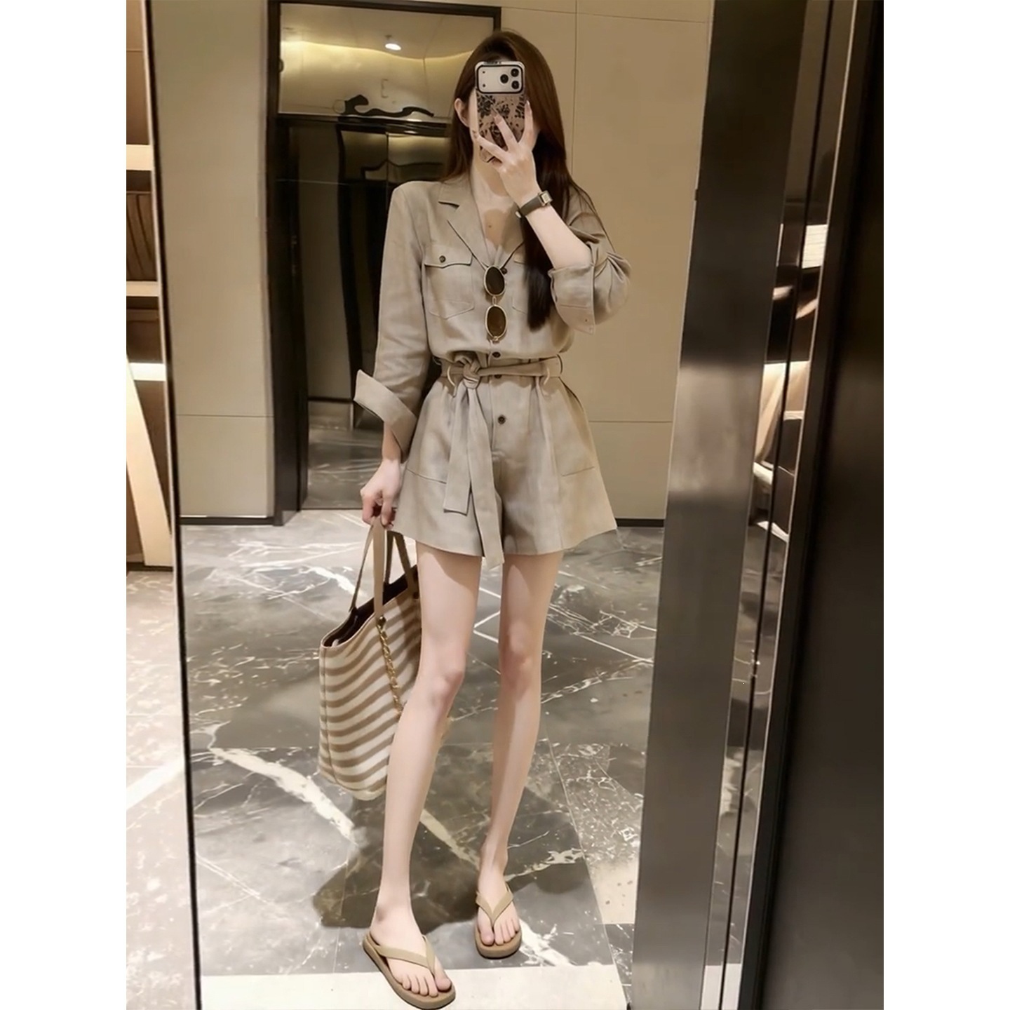 2026 New Fashionable Old-Fashion Linen Shirt Jumpsuit Women's Sexy Slim Fit Sporty Casual Shorts Summer