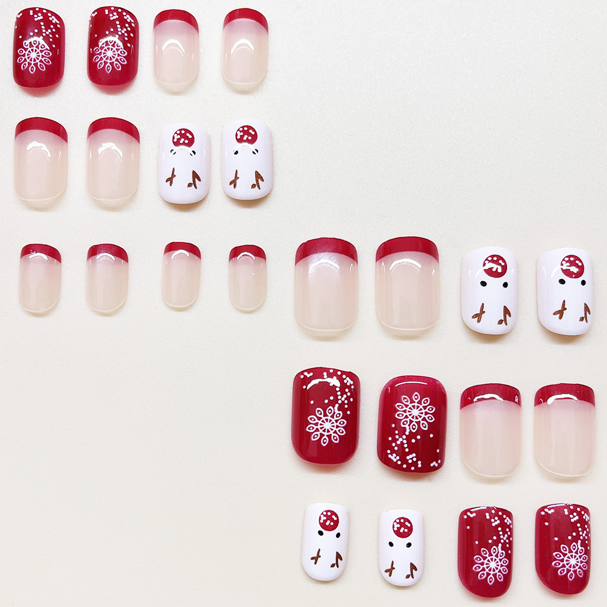 Simple copo de nieve ciervo Navidad desgaste uñas lindo alce uñas pieza desmontable desgaste uñas producto terminado al por mayor