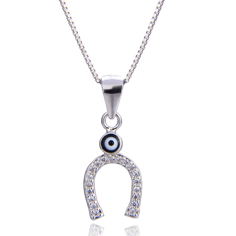 Accesorios en forma de U de plata esterlina s925 coreana simple cadena de clavícula con goteo de aceite joyas de diamantes elegantes colgantes populares para mujeres