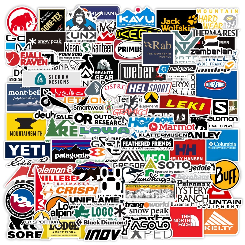 100张户外品牌动物形状涂鸦车贴手机汽车冰箱滑板行李箱亮膜贴纸