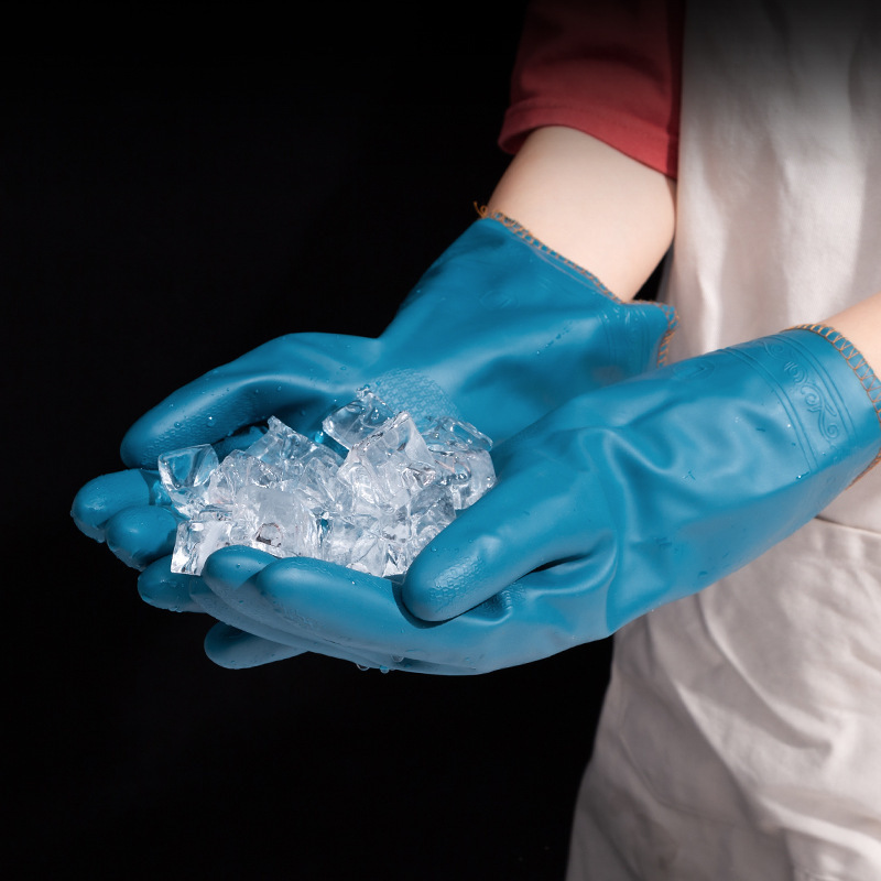 Winter short fleece-lined warm gloves household kitchen durable thickened home cleaning washing clothes cold-proof