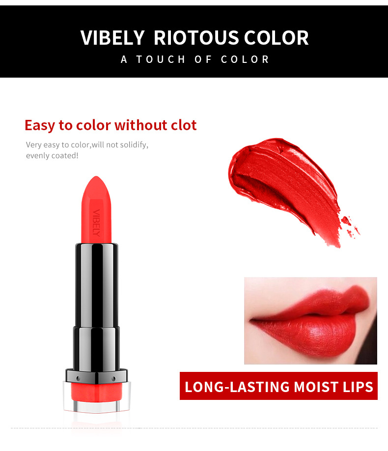 VIBELY Cross-border exclusive export non-stick lipstick cups, matte 29 nude color, earthen color, European and American lipsticks for export Specification drawing