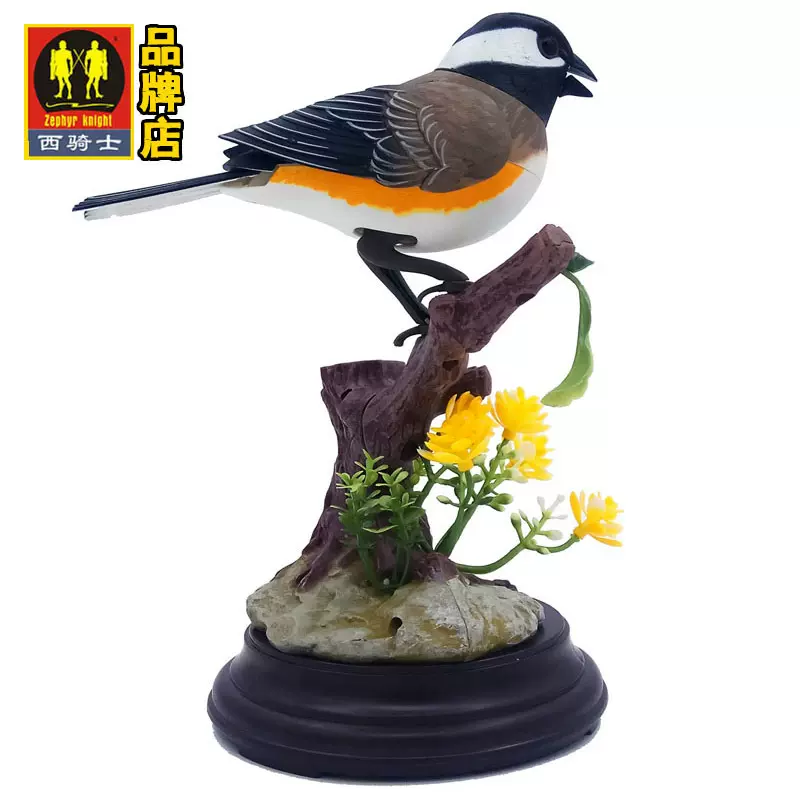 声控仿真小鸟麻雀山雀假石景观树头摆设笔筒感应会叫会动儿童玩具