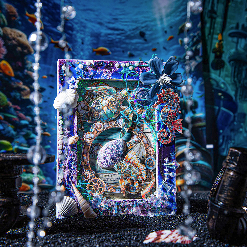 굿데이 스팀펑크 소재 하드 카드 스티커 메카니컬 멜로디 레트로 핸드북 조경 소재 스티커