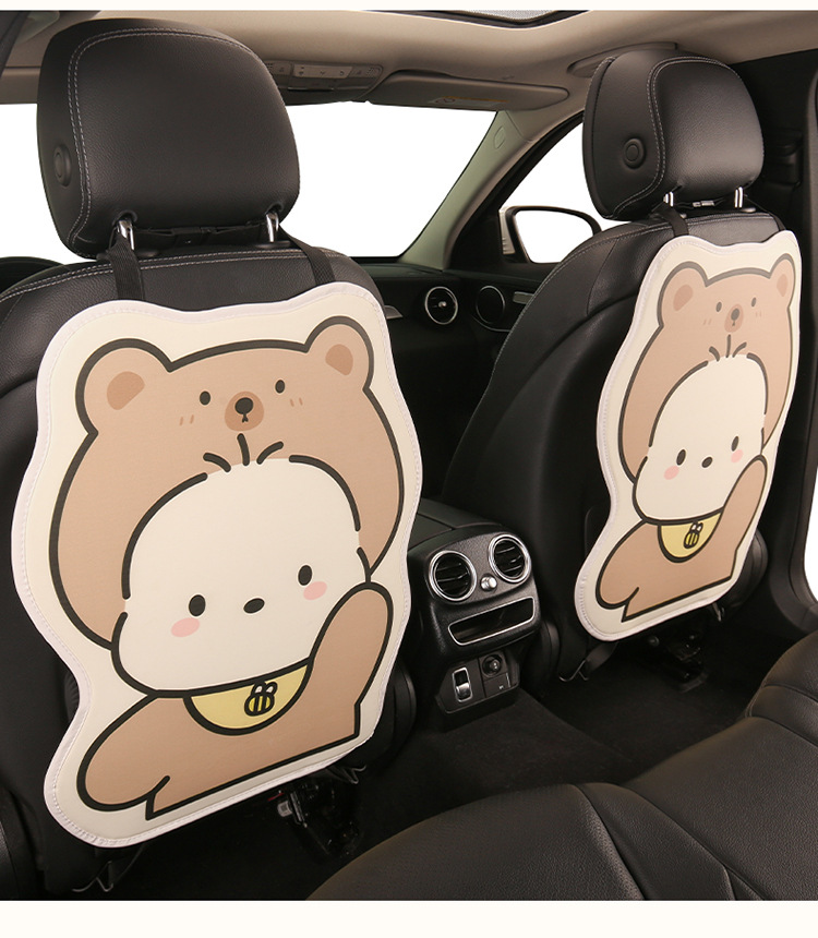 Hat-Shaped Pochacco Anti-Kick Pad, Long Style, Cute for Ladies and Children, Cartoon Car Seat Back Anti-Kick Pad, Anti-Dirty Pad for Car Use