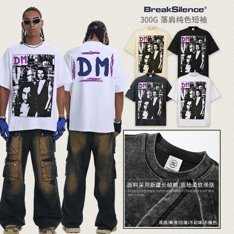2026 Cross-Border Depeche Mode Summer American Retro Knitted Cotton Drop-Shoulder Solid Color Men's Short-Sleeve T-Shirt 2026 Cross-Border Depeche Mode Summer American Retro Knitted Cotton Drop-Shoulder Solid Color Men's Short-Sleeve T-Shirt