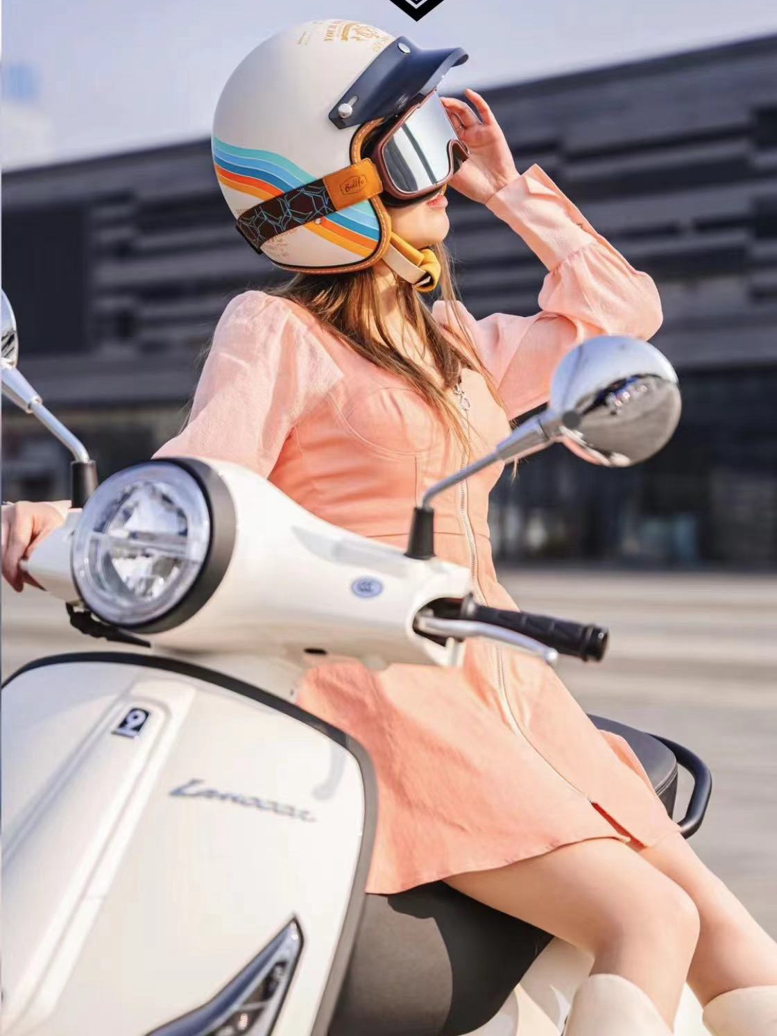 Retro Helmet 3/4 Cruise Motorcycle Autumn and Winter Men's and Women's Electric Vehicle Half Helmet with Built-In Lens Motorcycle Cycling Helmet