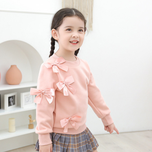 Girls Autumn Korean Style Sweater Wholesale 2024 New Children's Clothes Children's Autumn Velvet Pullover One Piece Dropshipping
