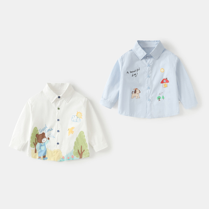 Children's shirts for spring and autumn, long-sleeved shirts for boys and girls, spring clothing, children's wear, toddler clothes, tops for going out