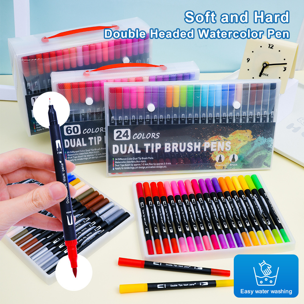 Amazon Shein Temu Soft-Tip Markers, Multiple Specifications, Washable Art Color Pens for Children, Dual-Tip Watercolor Pens