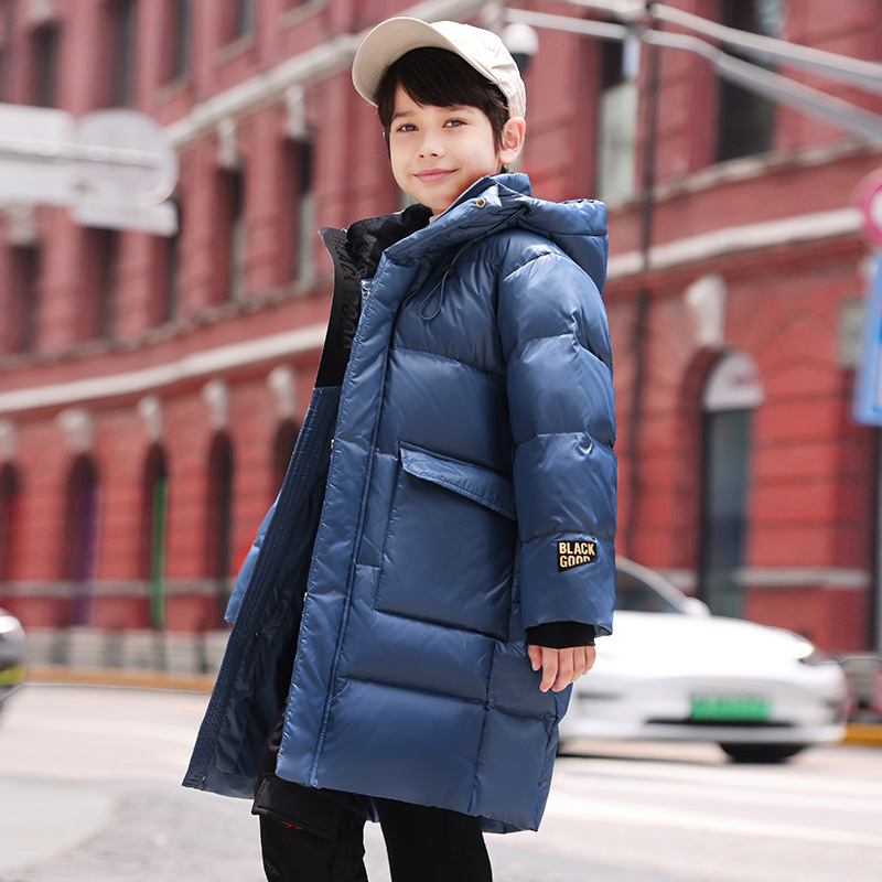 新款儿童羽绒服男童长款过潮膝洋气中大童中长款加厚韩版冬季外套
