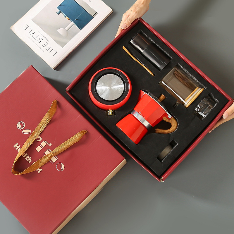 Single-Valve Moka Set Hand-Brewed Coffee Pot Outdoor Complete Set with Filter Espresso Grinder Men's Gift Box Single-Valve Moka Set Hand-Brewed Coffee Pot Outdoor Complete Set with Filter Espresso Grinder Men's Gift Box