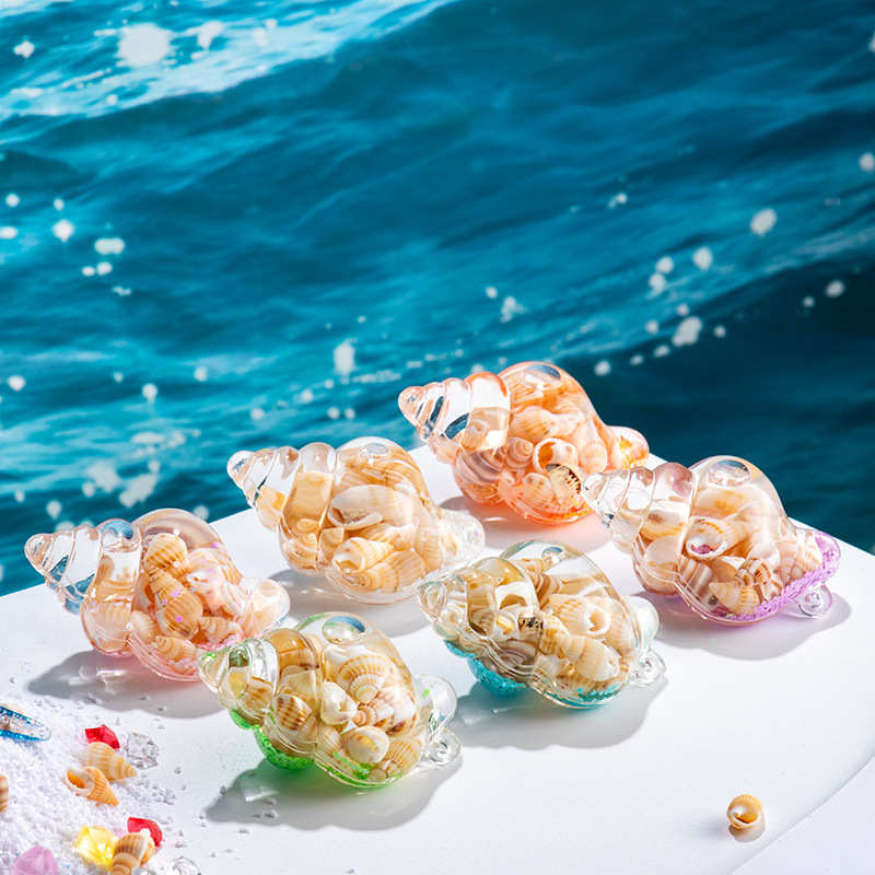 Creative New Small Conch Liquid Oil-Infused Quicksand Bottle Ornaments Acrylic Keychain Accessories Bag Charms Wholesale